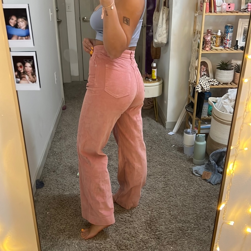 Pink Corduroy Wideleg Pants